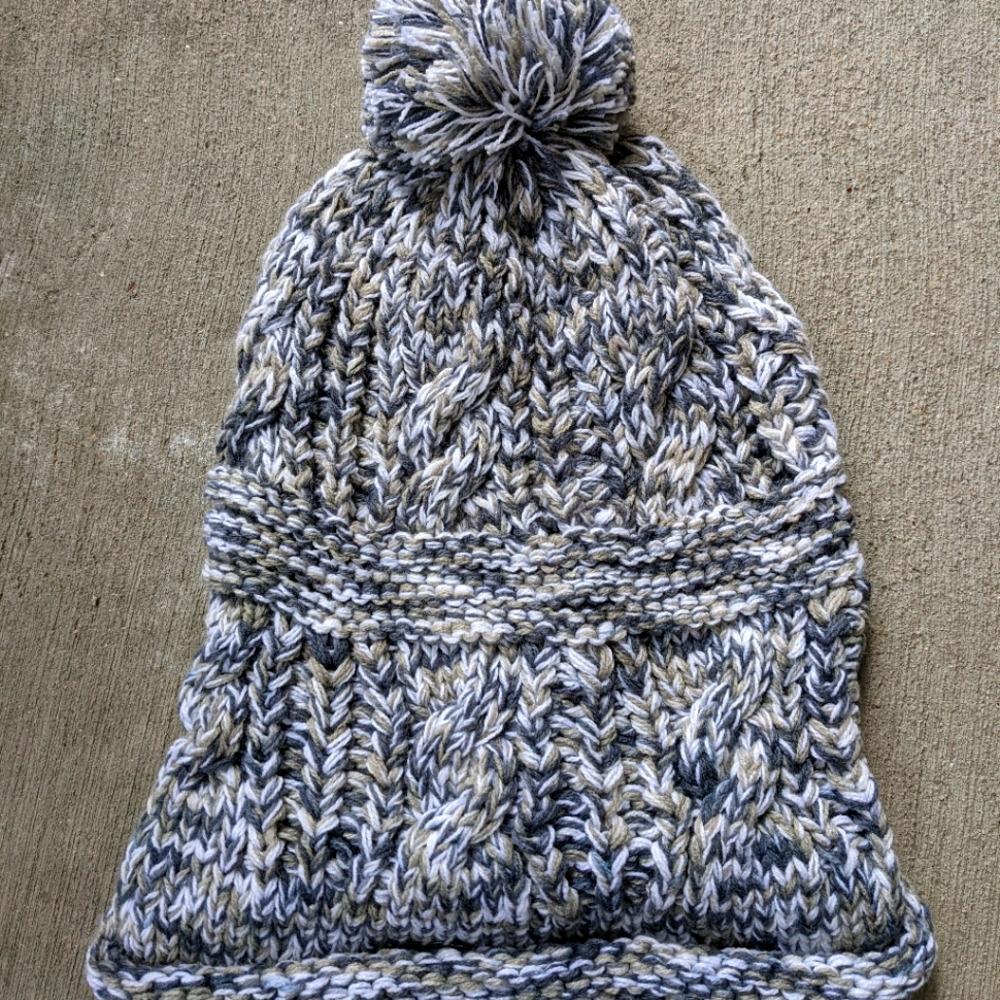 Light Grey Crocheted Pompom Beanie